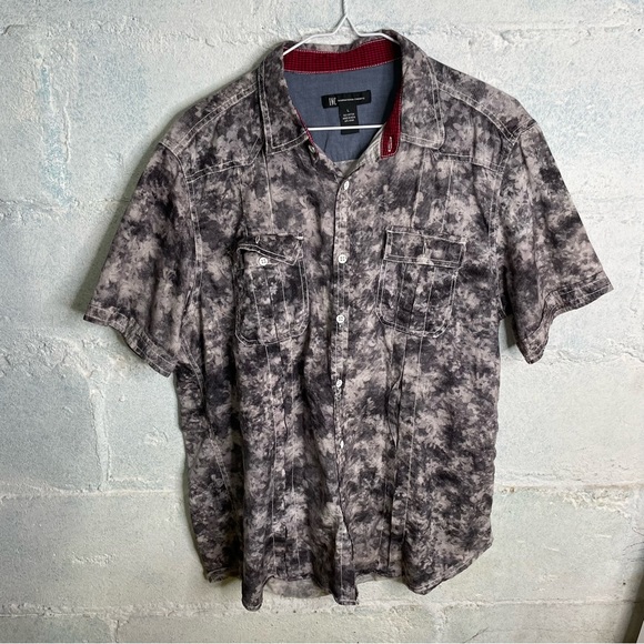International concepts casual short sleeve button down shirt mens size large - Picture 1 of 3